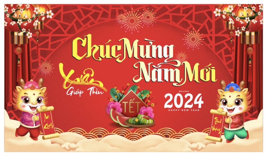 122334 phông nền maket chúc mừng năm mới Giáp Thìn 2024 corel x7 Chia