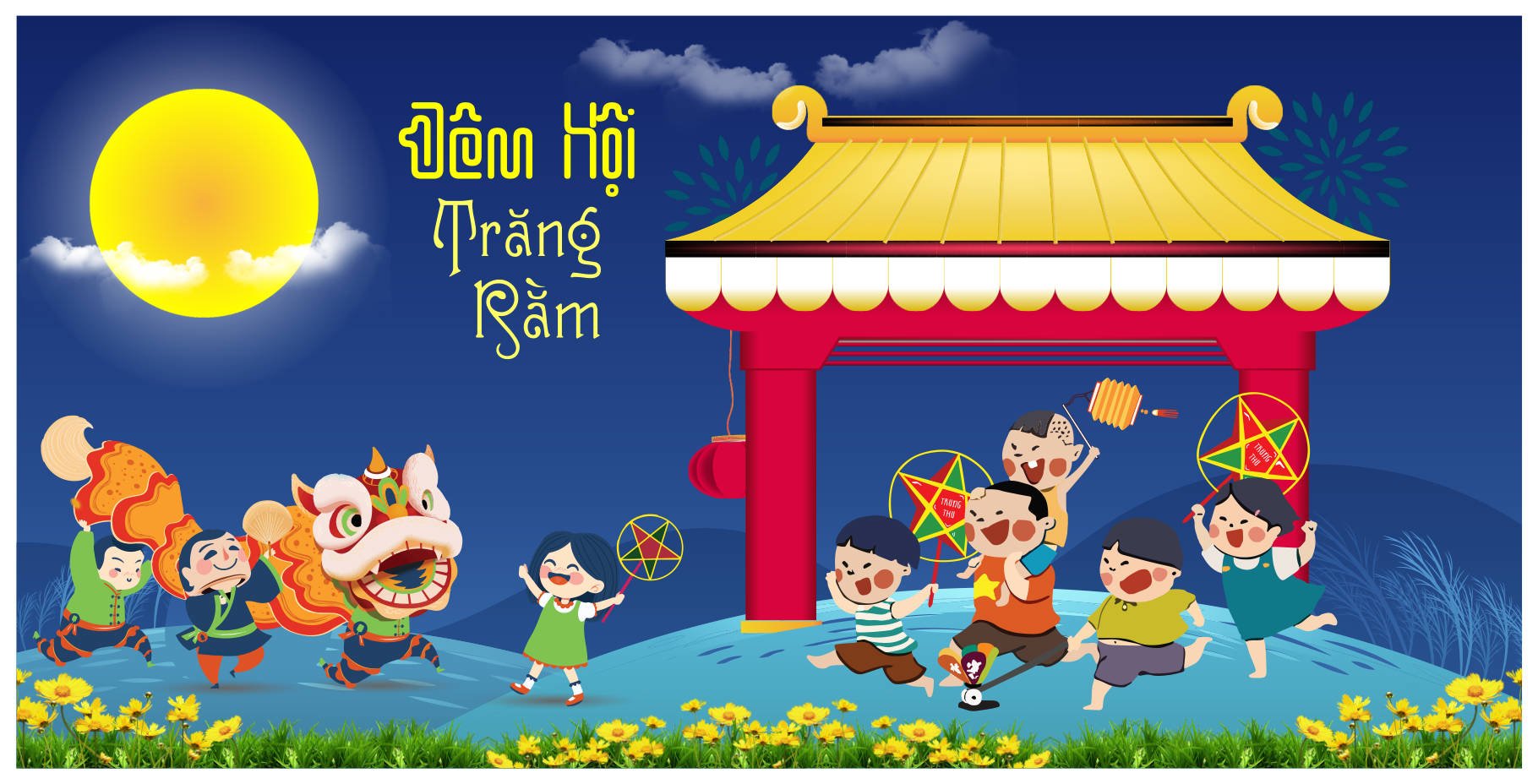 39246 phông nền maket tết trung thu đêm hội trăng rằm file corel x7