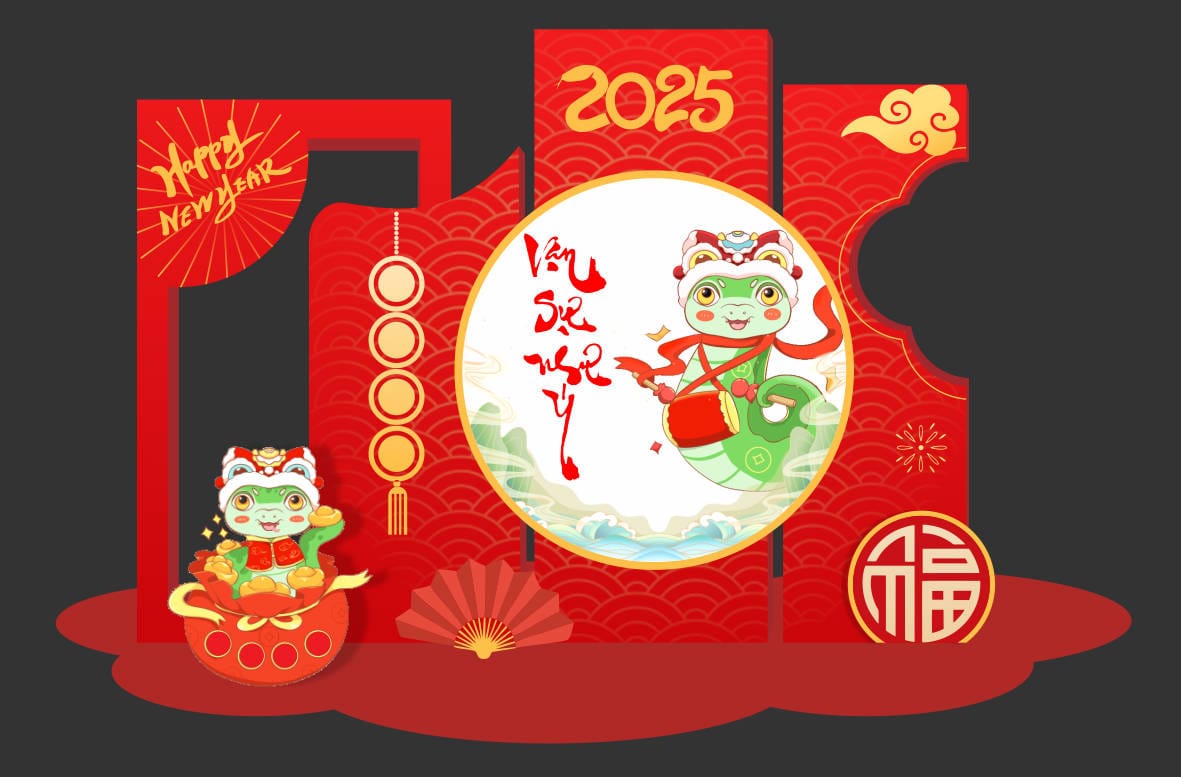 1122420 file thiết kế mô hình decor trang trí chụp ảnh tết năm mới Ất Tỵ 2025 corel x7