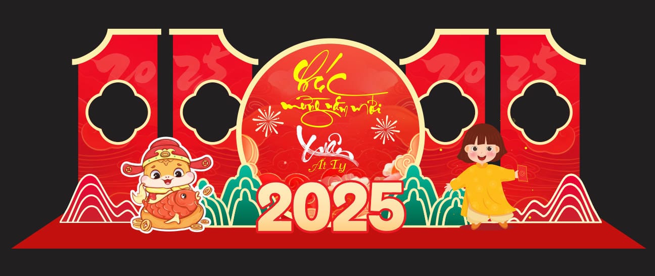 1122426 file thiết kế mô hình decor trang trí chụp ảnh tết năm mới Ất Tỵ 2025 corel x7