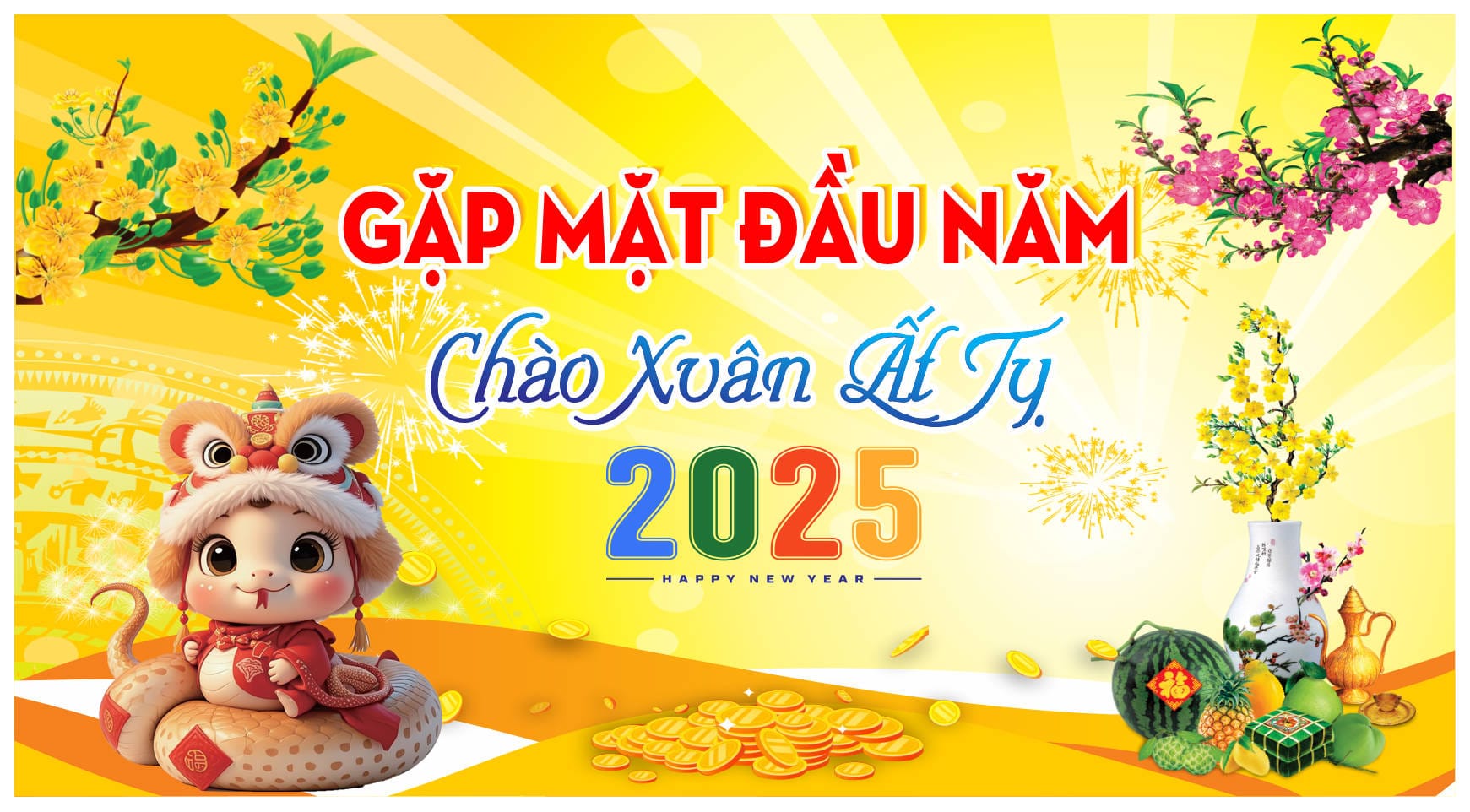 21252 background phông nền maket gặp mặt đầu xuân chúc mừng năm mới Ất Tỵ 2025 file corel x7