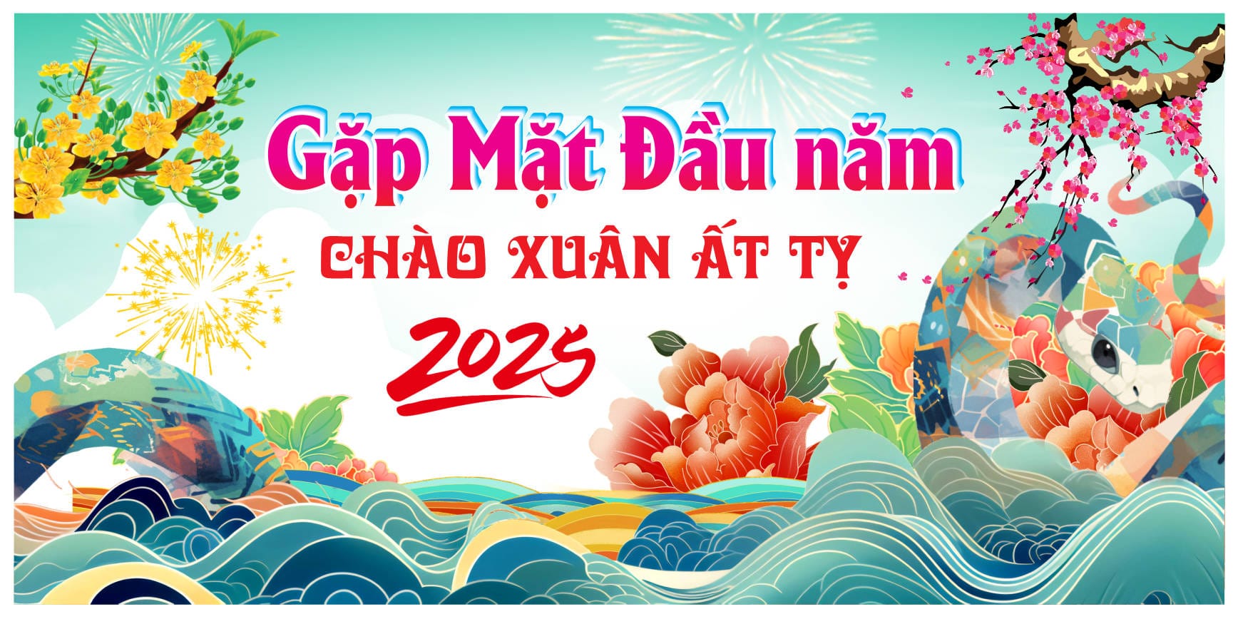 21257 background phông nền maket gặp mặt đầu xuân chúc mừng năm mới Ất Tỵ 2025 file corel x7