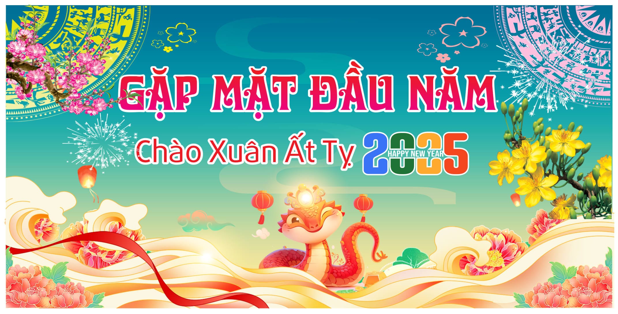 21259 background phông nền maket gặp mặt đầu xuân chúc mừng năm mới Ất Tỵ 2025 file corel x7