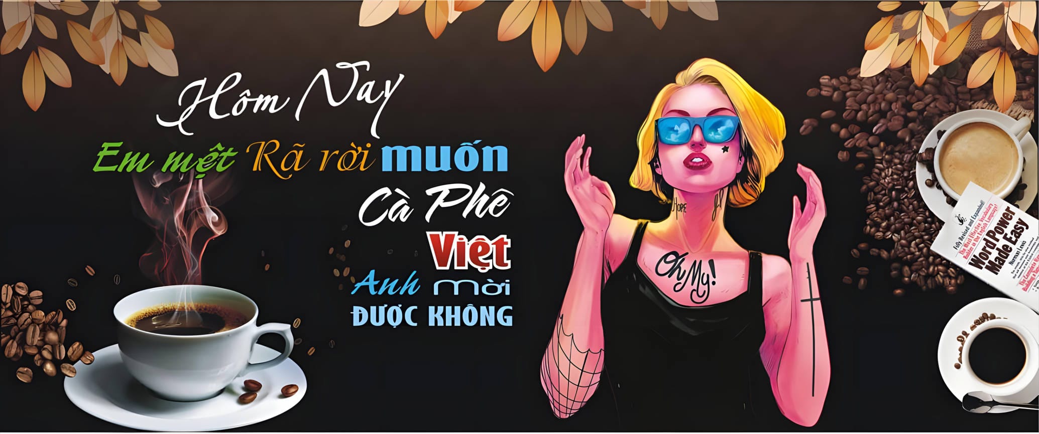 tranh tường trang trí tiệm cà phê trà chanh trà sữa file ảnh JPG (23)