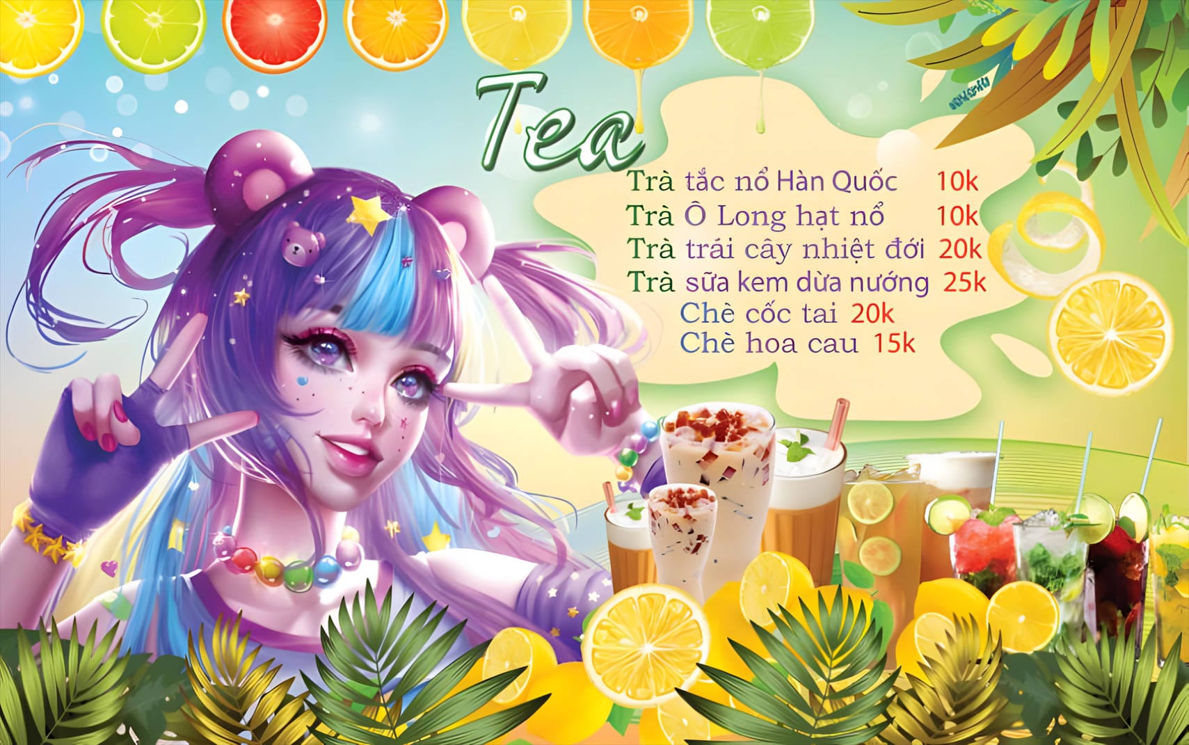 tranh tường trang trí tiệm cà phê trà chanh trà sữa file ảnh JPG (56)