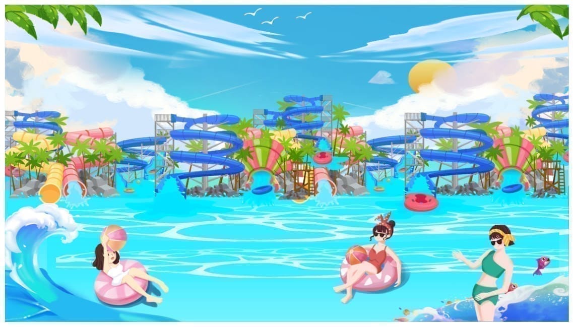 106257 background phông nền biển mùa hè trang trí bể bơi công viên nước file corel x7