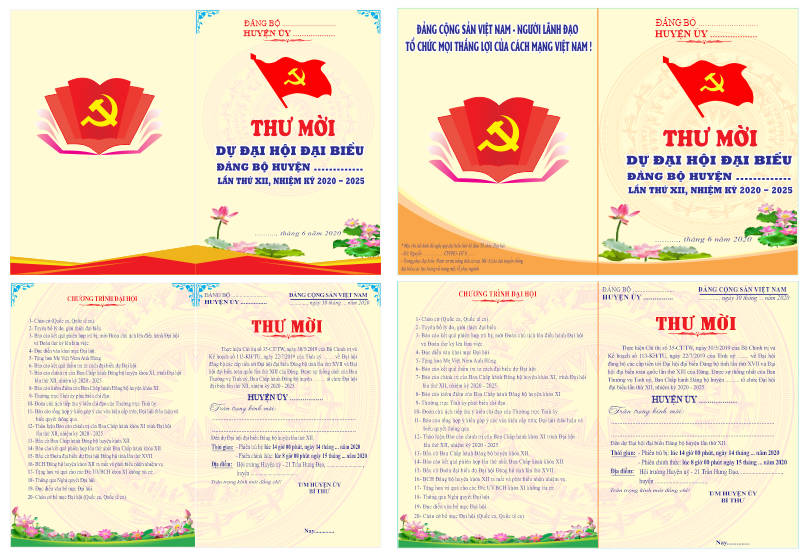 27251 mẫu thiết kế giấy mời đại hội đảng file corel x7