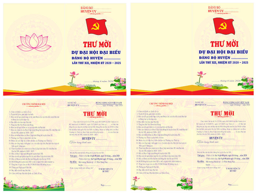 27252 mẫu thiết kế giấy mời đại hội đảng file corel x7