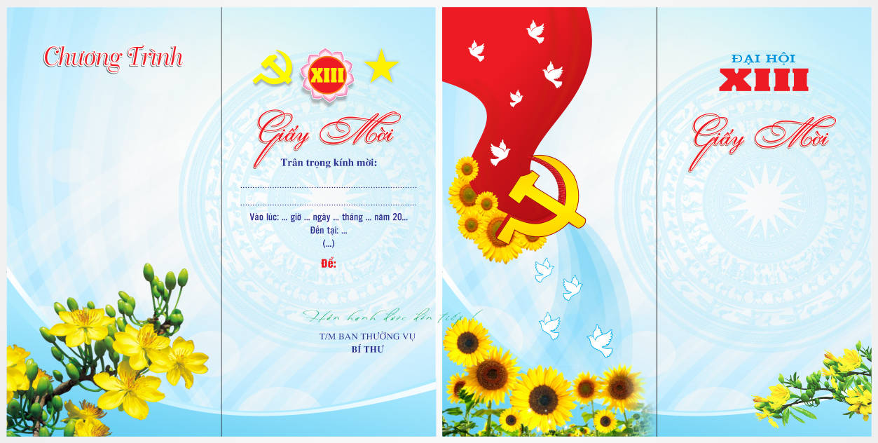 27253 mẫu thiết kế giấy mời đại hội đảng file corel x7