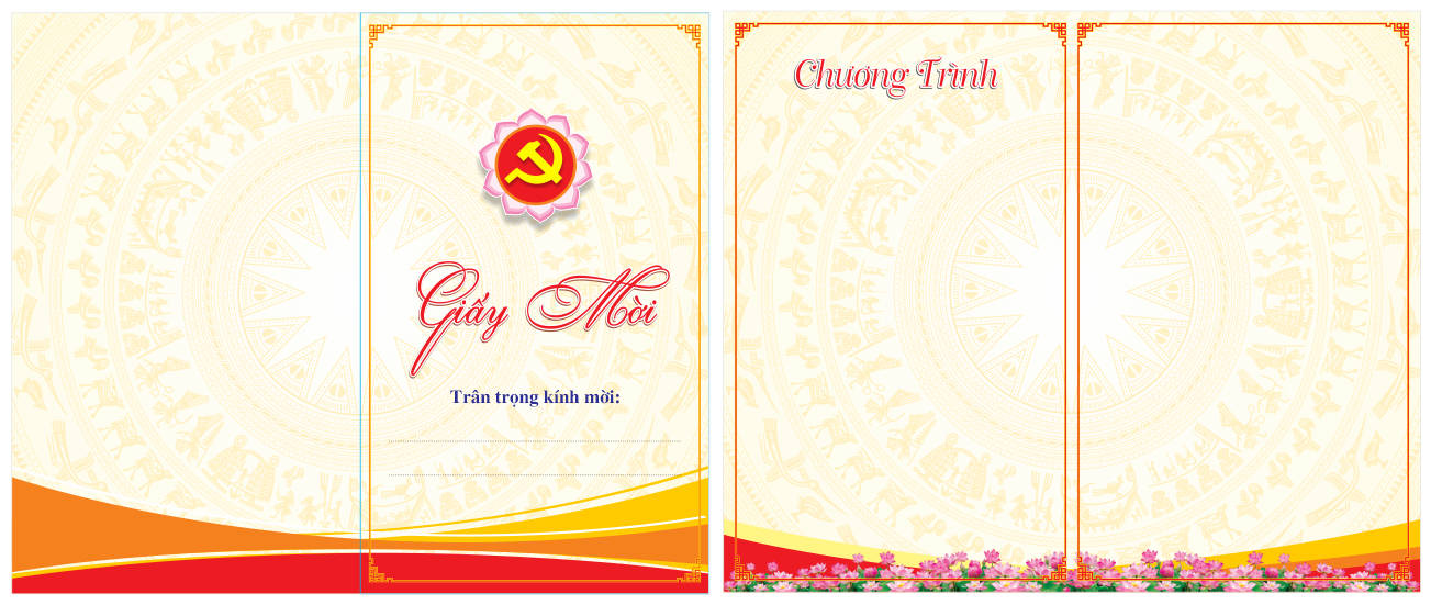 27254 mẫu thiết kế giấy mời đại hội đảng file corel x7