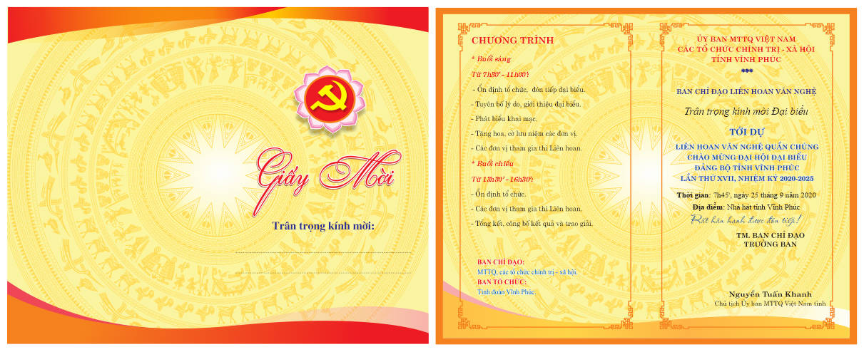 27258 mẫu thiết kế giấy mời đại hội đảng file corel x7