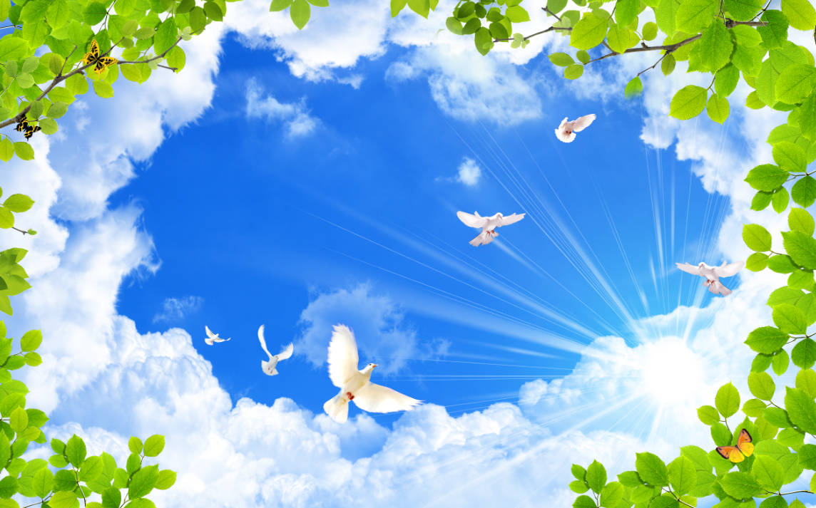 117251 tranh trần mây trần xuyên sáng file PSD