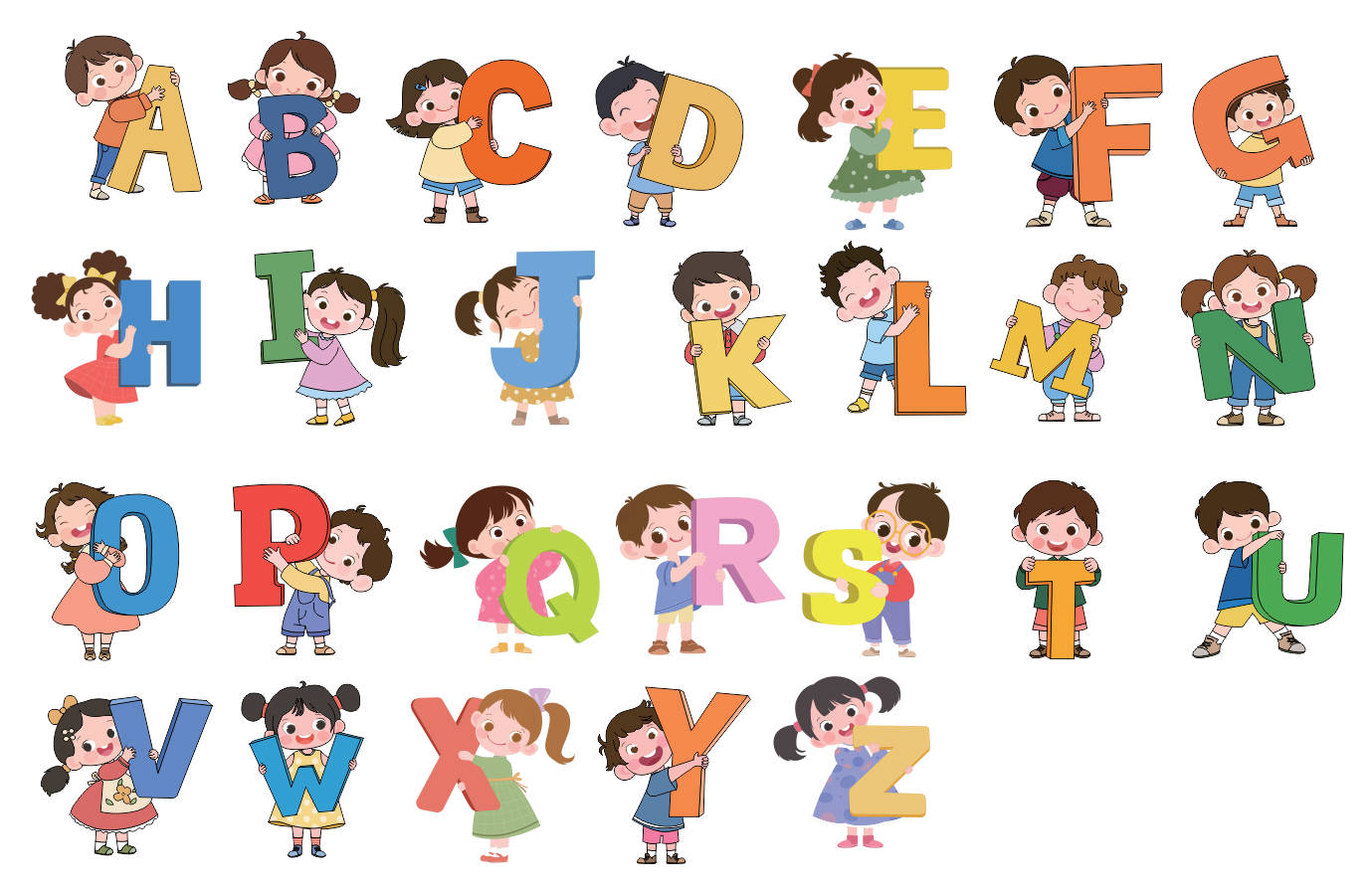 19252 vector em bé bảng chữ cái tiếng Anh file corel 12