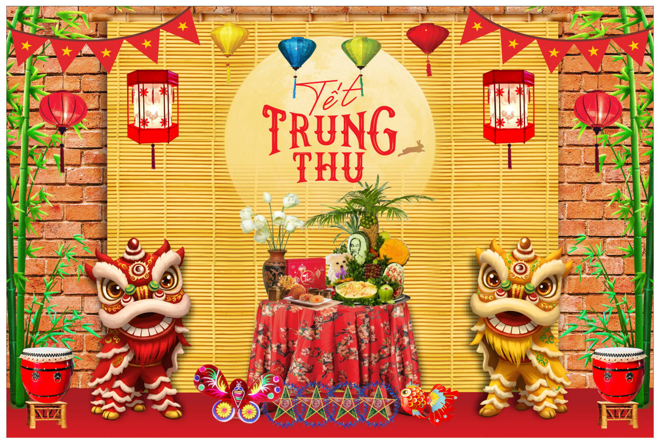 59251 file thiết kế background phông nền maket tiểu cảnh tết trung thu corel x7