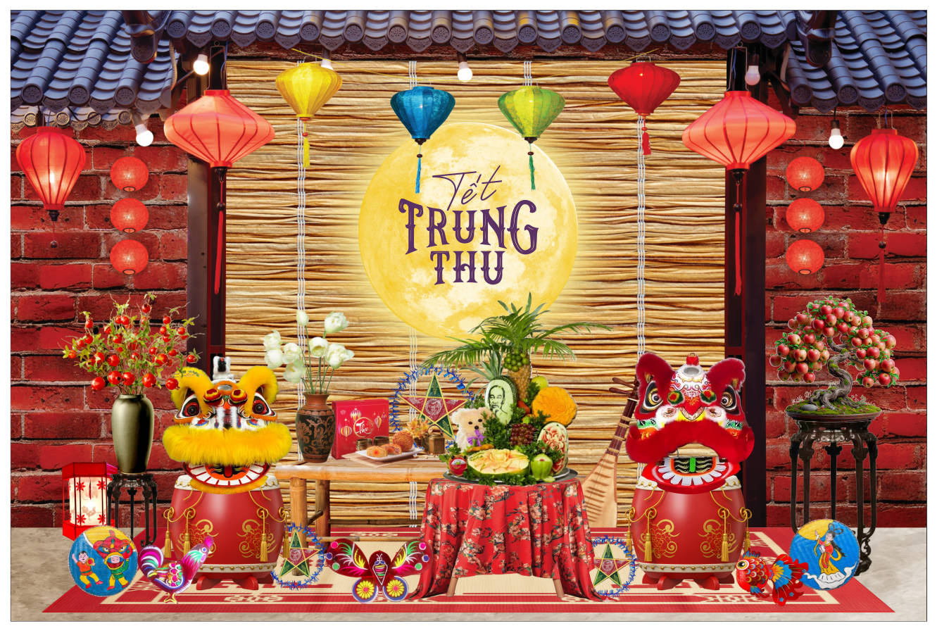 59252 file thiết kế background phông nền maket tiểu cảnh tết trung thu corel x7