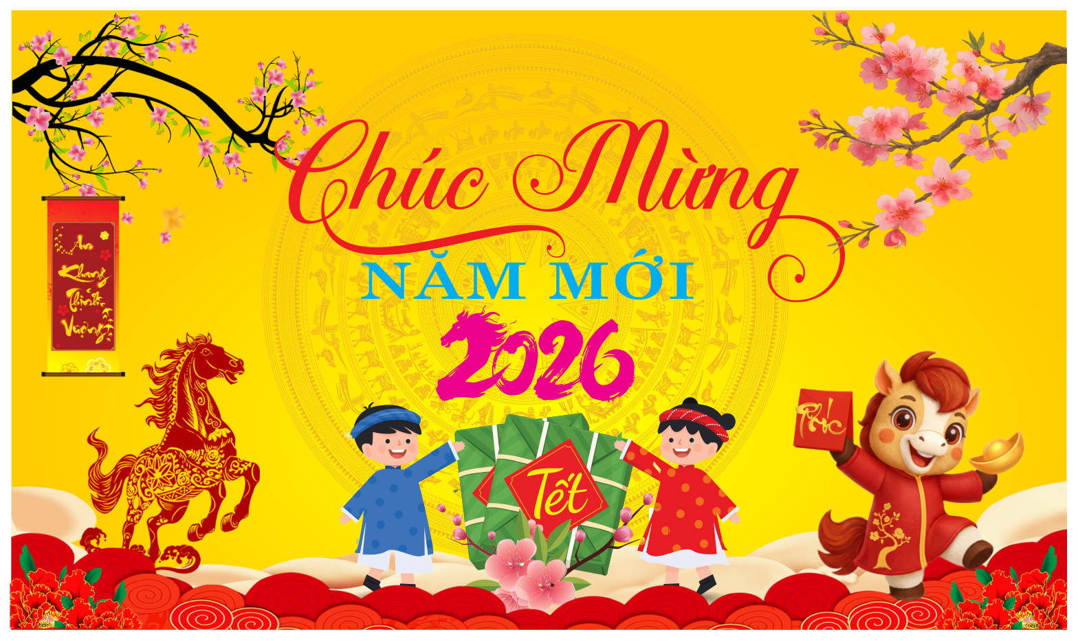2112547 background phông nền maket chúc mừng năm mới tết xuân Bính Ngọ 2026 file corel x7
