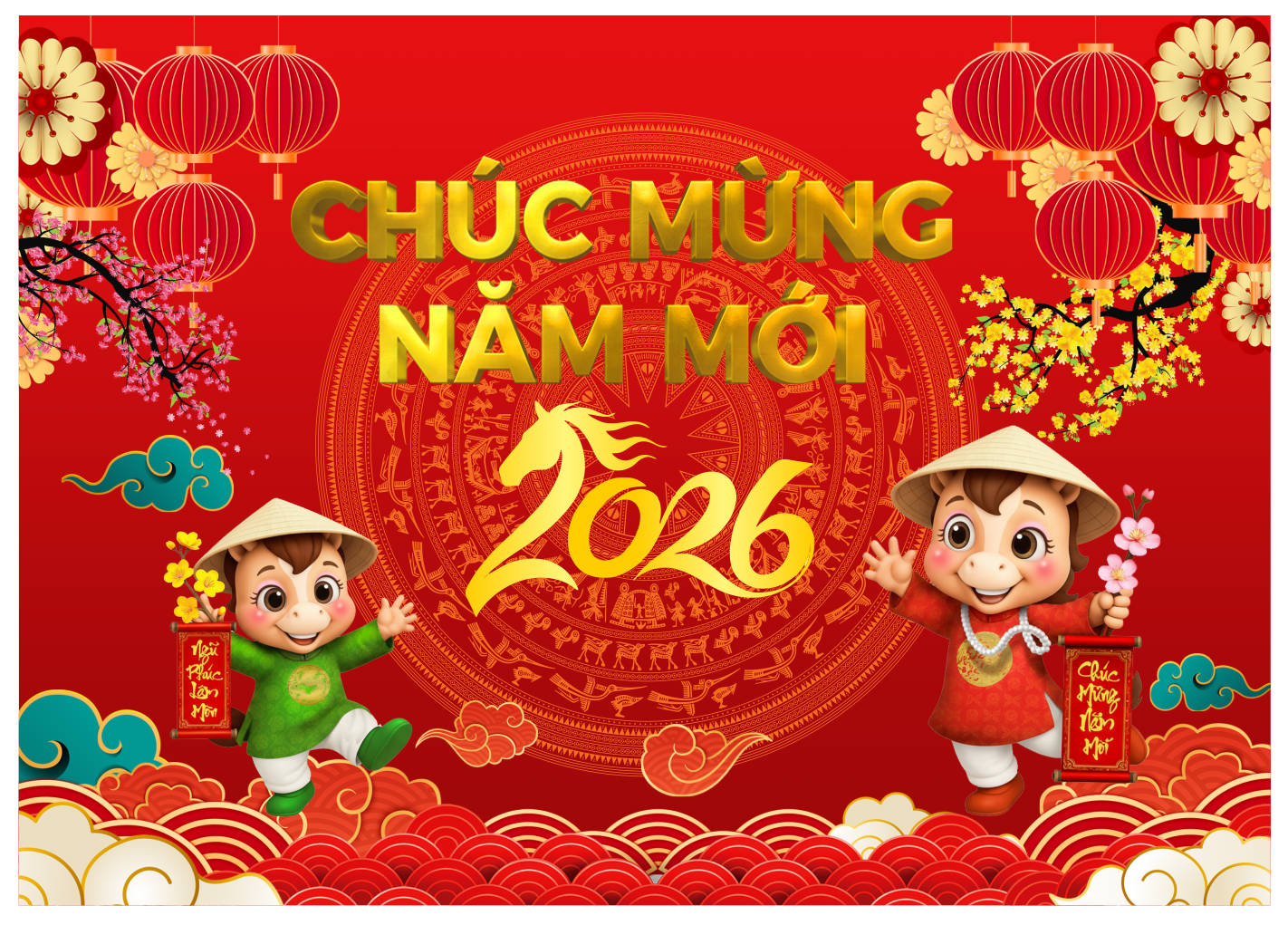 2112549 background phông nền maket chúc mừng năm mới tết xuân Bính Ngọ 2026 file corel x7