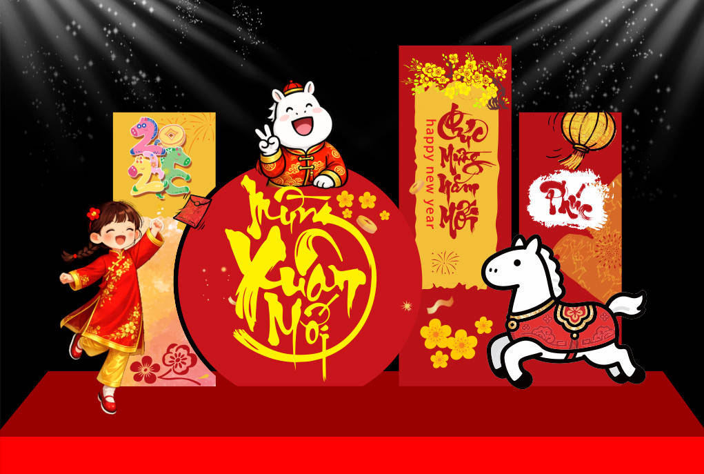 312512 file thiết kế mô hình decor chụp ảnh tết năm mới xuân Bính Ngọ 2026 corel x7