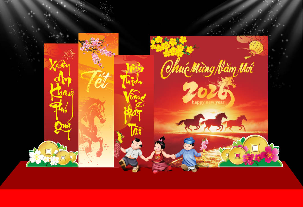 312519 file thiết kế mô hình decor chụp ảnh tết năm mới xuân Bính Ngọ 2026 corel x7