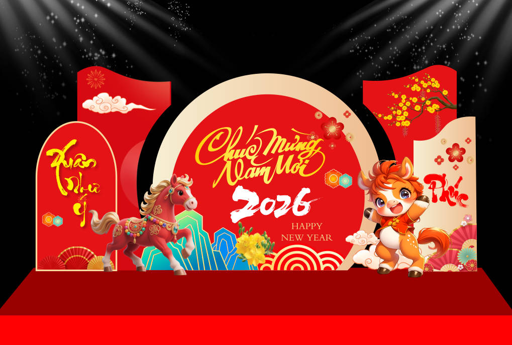 312524 file thiết kế mô hình decor chụp ảnh tết năm mới xuân Bính Ngọ 2026 corel x7