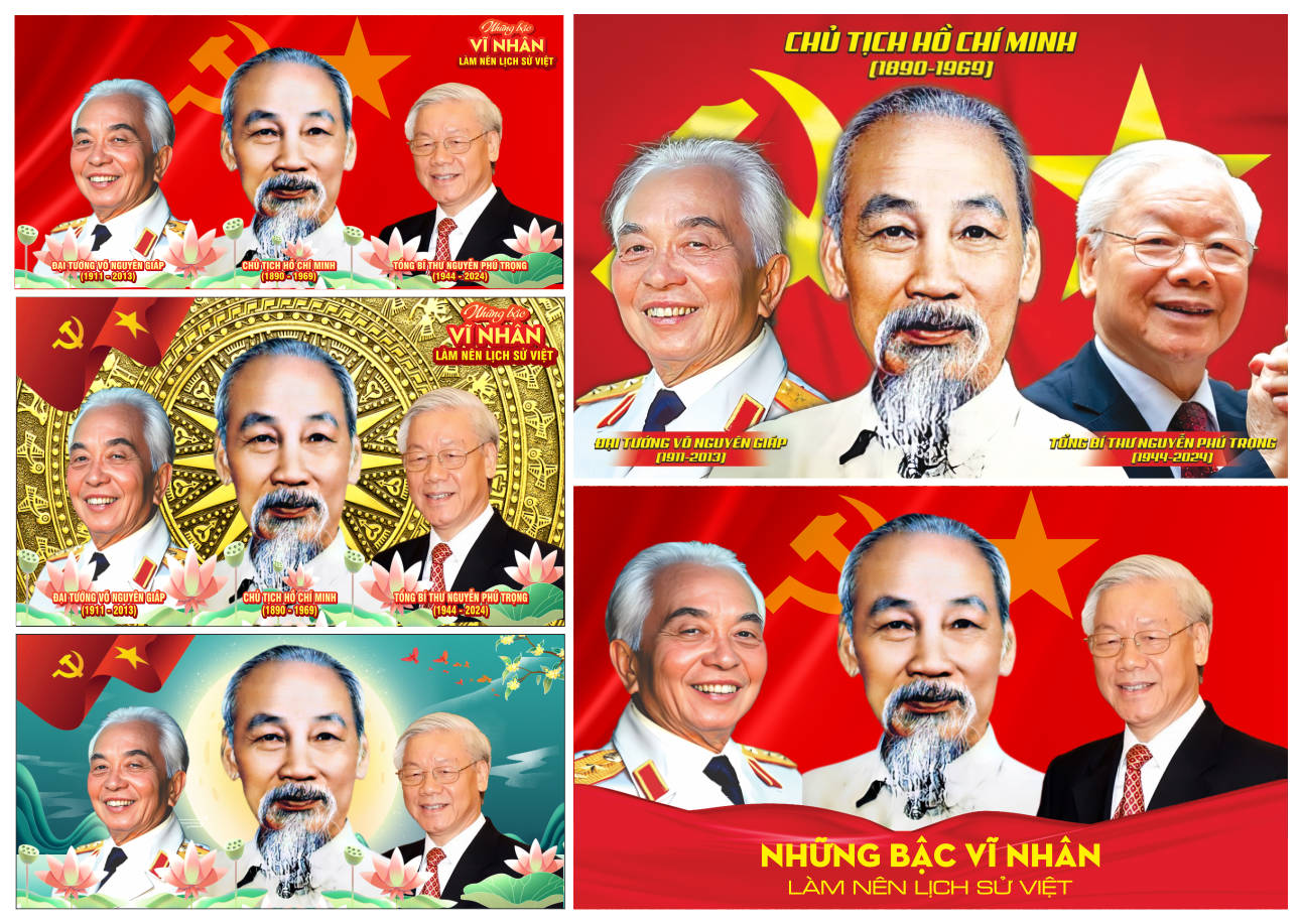 42264 file tranh chân dung Bác Hồ bác Giáp bác Phú Trọng corel x7