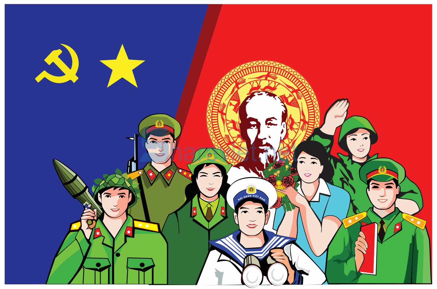 53261 vector tranh cổ động quân đội file corel 12