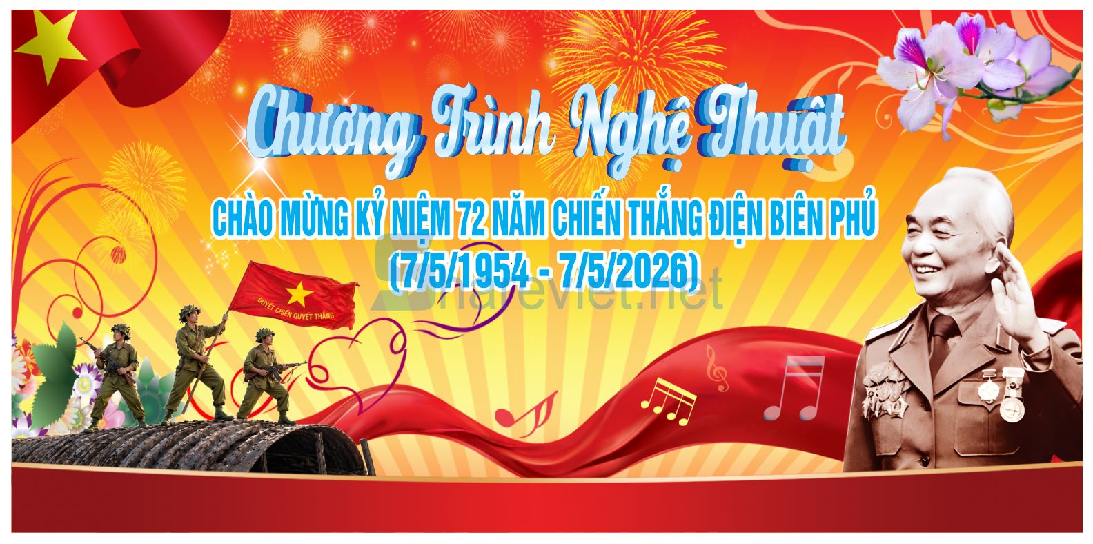 53263 backgroud phông nền maket chào mừng kỷ niệm 72 năm chiến thắng Điện Biên Phủ file corel x7
