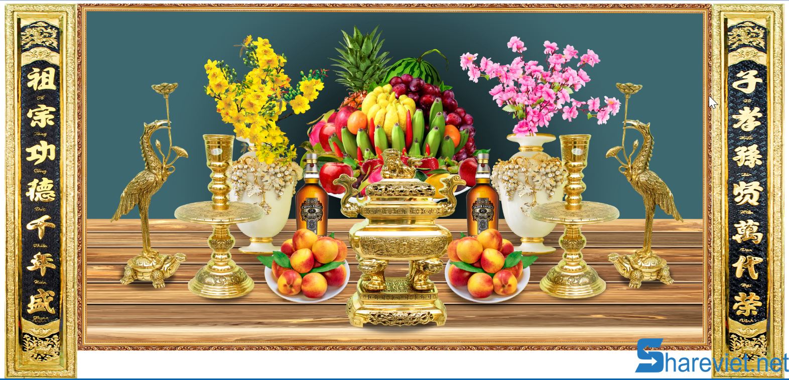 Tranh trang trí phòng thờ gia tiên file JPG 32