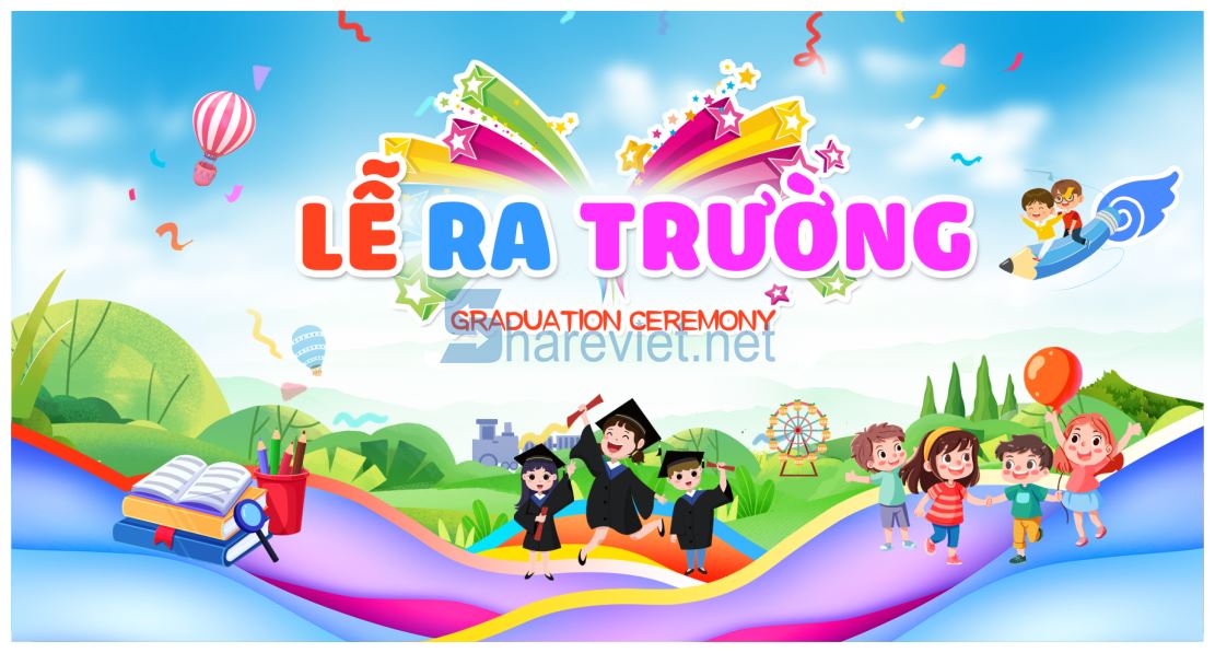 152610 background phông nền maket lễ tổng kết ra trường mầm non file corel x7