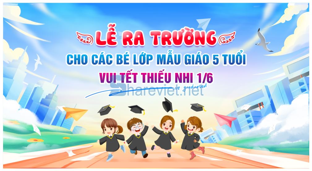 15268 background phông nền maket lễ tổng kết ra trường mầm non file corel x7