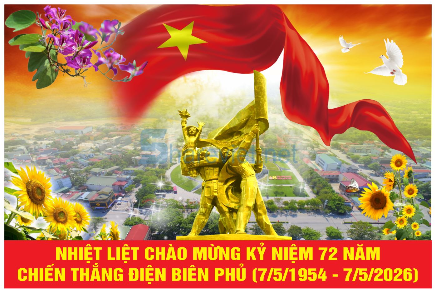 53264 backgroud phông nền maket chào mừng kỷ niệm 72 năm chiến thắng Điện Biên Phủ file corel x7