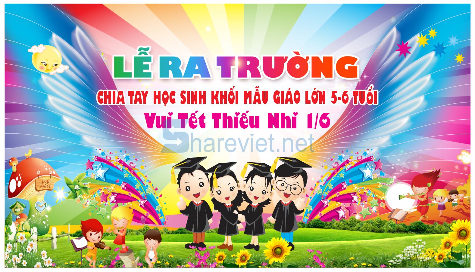 63261 background phông nền maket lễ tổng kết ra trường mầm non file corel x7