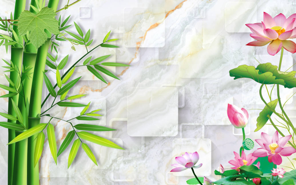 352611 tranh tường sen trúc spa dưỡng sinh đông y file PSD