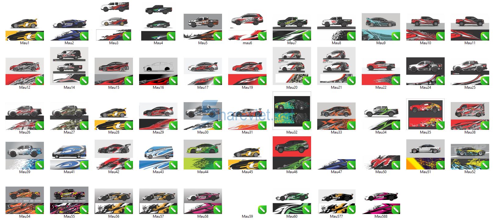 60 mẫu tem decal xe ô tô file corel x7 622