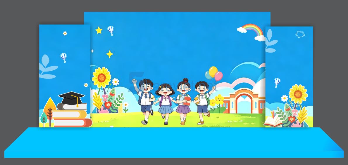18265 background phông nền maket khai giảng chào năm học mới trường mầm non file corel x7