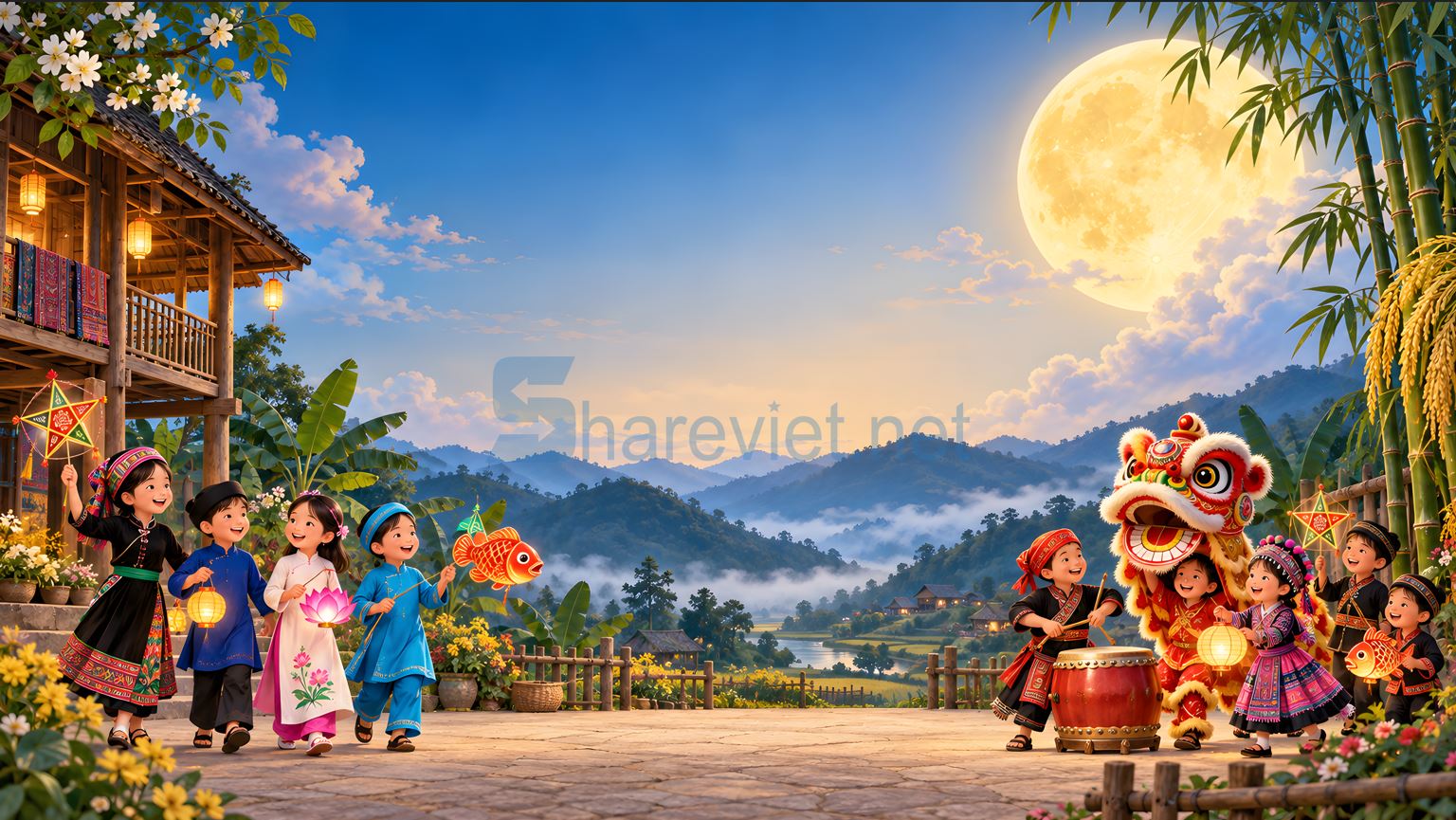 background phông nền maket trung thu đêm hội trăng rằm file PNG (10)