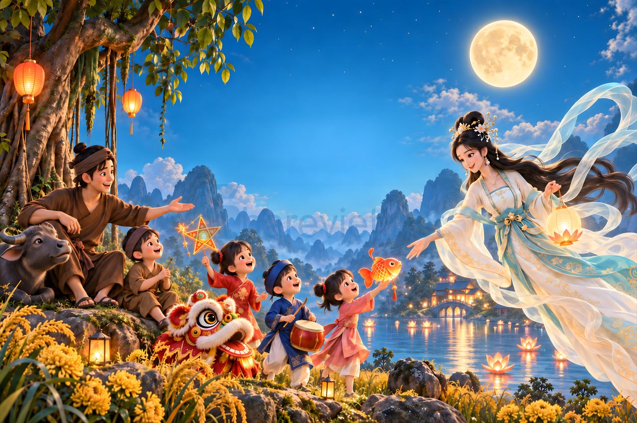 background phông nền maket trung thu đêm hội trăng rằm file PNG (16)