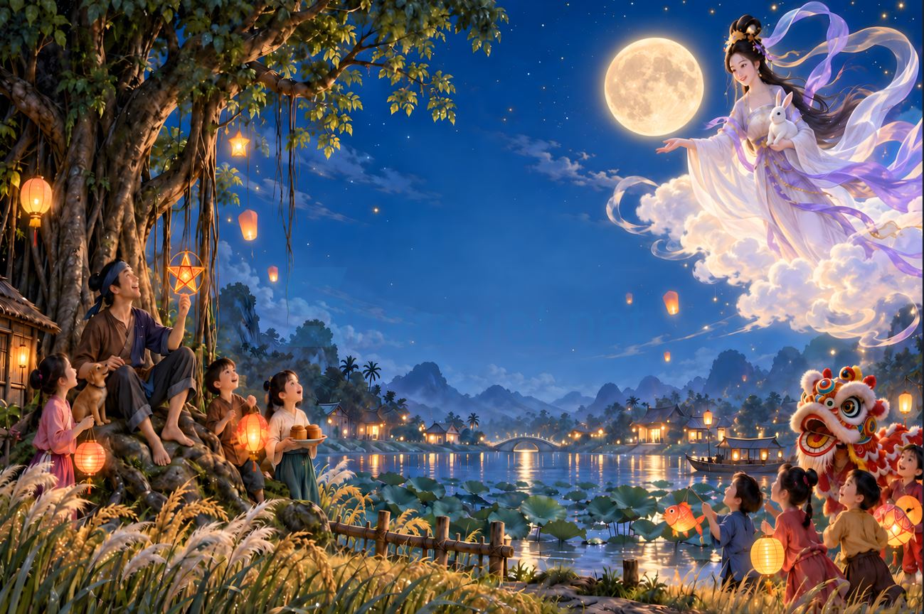 background phông nền maket trung thu đêm hội trăng rằm file PNG (17)