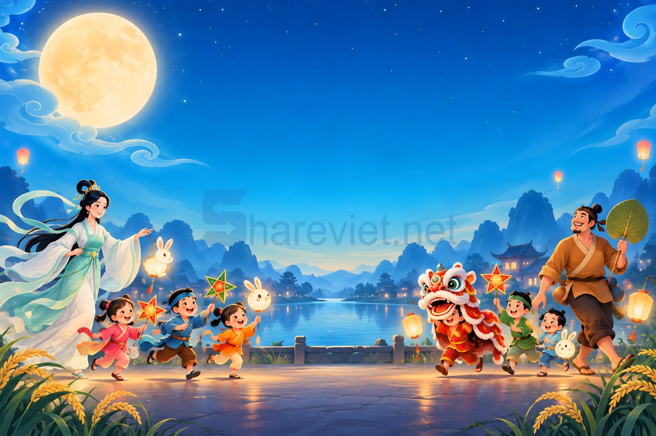 background phông nền maket trung thu đêm hội trăng rằm file PNG (2)