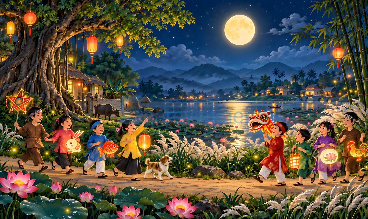 background phông nền maket trung thu đêm hội trăng rằm file PNG (25)