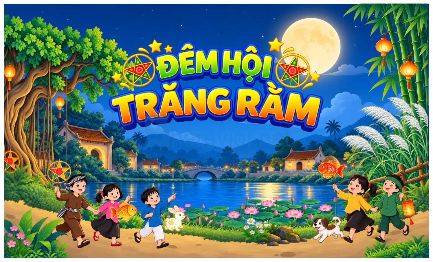 58264 background phông nền maket vui tết trung thu đêm hội trăng rằm file corel x7