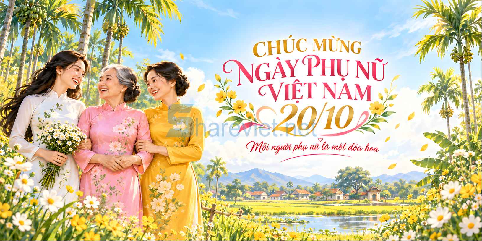 Background phông nền maket  chúc mừng ngày phụ nữ Việt Nam 20.10 file PNG (1)
