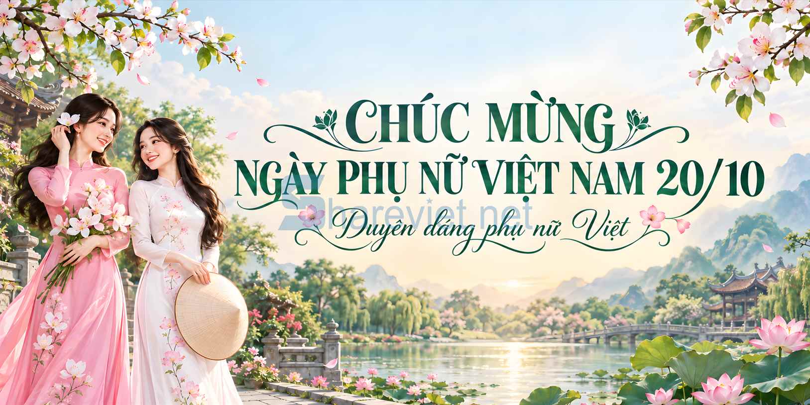 Background phông nền maket  chúc mừng ngày phụ nữ Việt Nam 20.10 file PNG  (10)