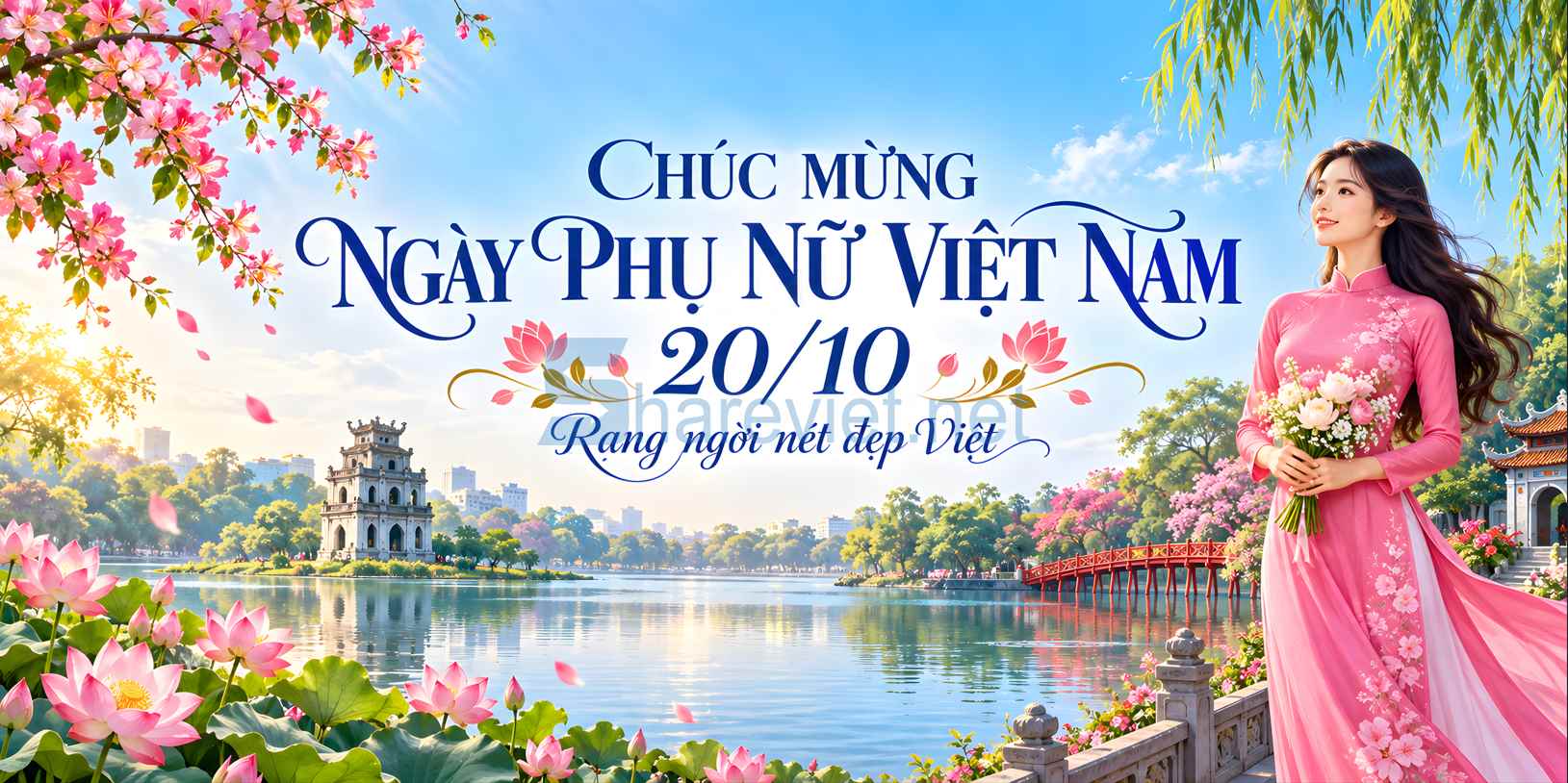 Background phông nền maket  chúc mừng ngày phụ nữ Việt Nam 20.10 file PNG  (17)