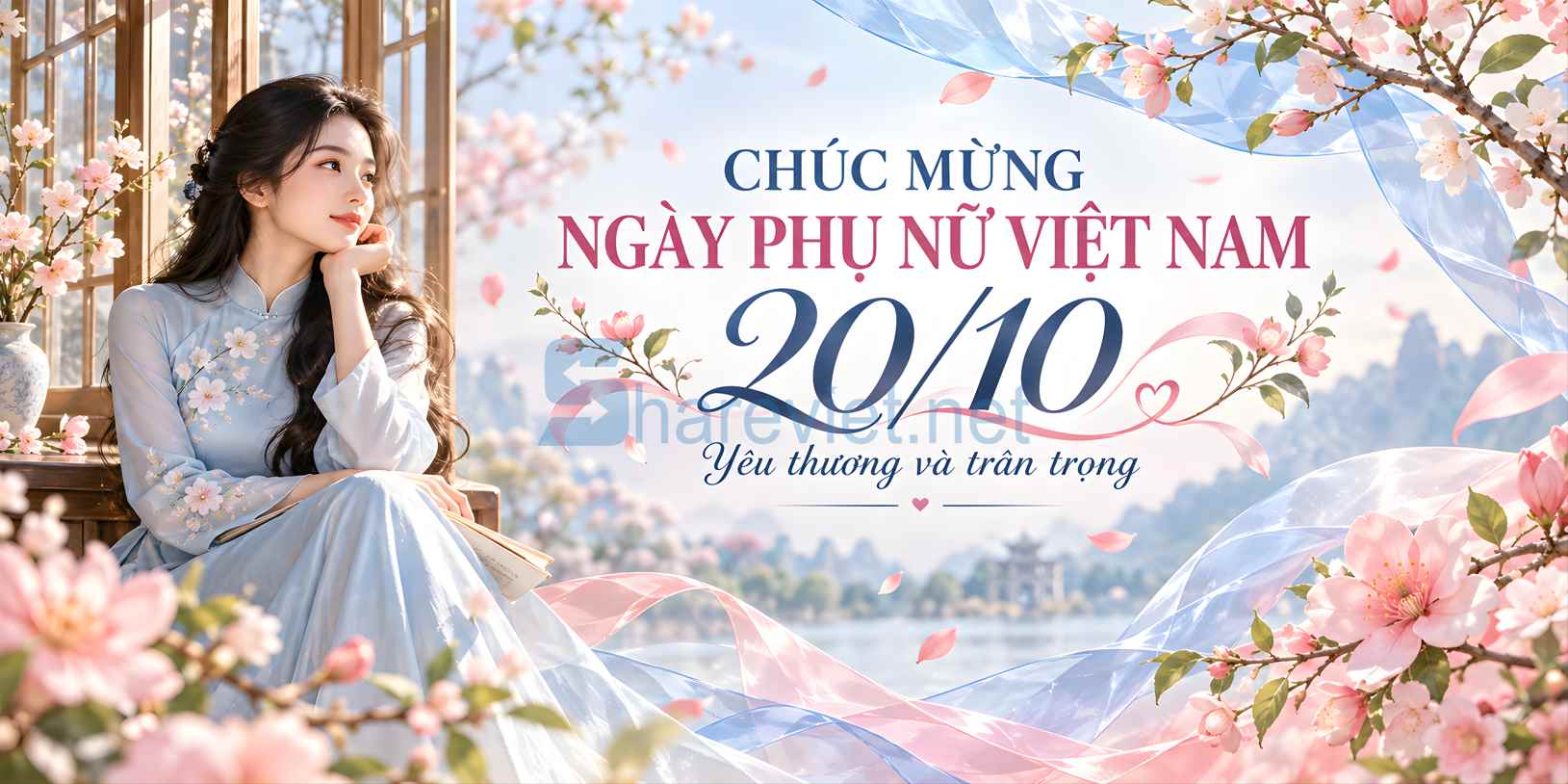 Background phông nền maket  chúc mừng ngày phụ nữ Việt Nam 20.10 file PNG  (22)