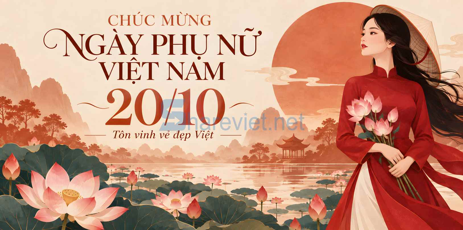 Background phông nền maket  chúc mừng ngày phụ nữ Việt Nam 20.10 file PNG  (23)