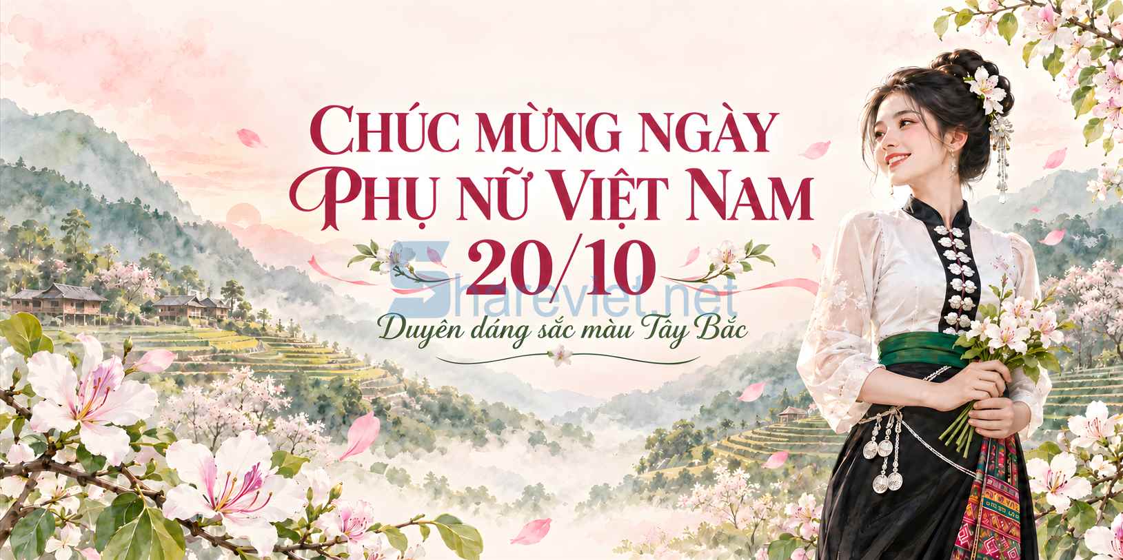 Background phông nền maket  chúc mừng ngày phụ nữ Việt Nam 20.10 file PNG  (33)