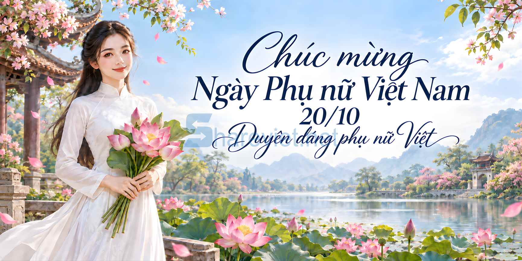 Background phông nền maket  chúc mừng ngày phụ nữ Việt Nam 20.10 file PNG  (35)