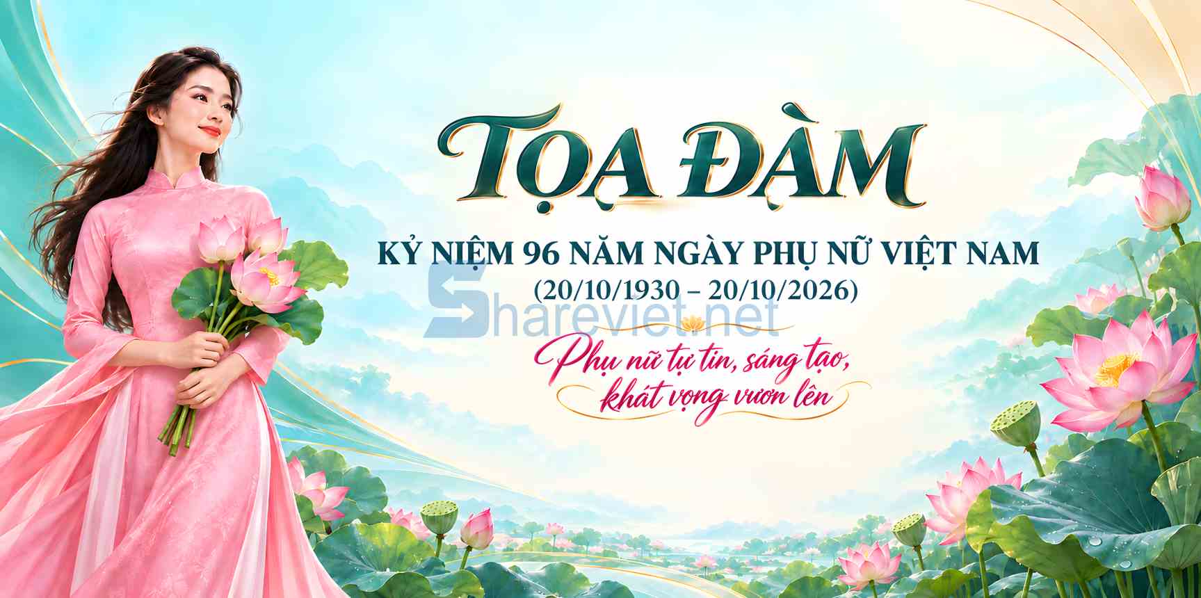 Background phông nền maket tọa đàm chào mừng ngày phụ nữ Việt Nam 20.10 file PNG  (1)